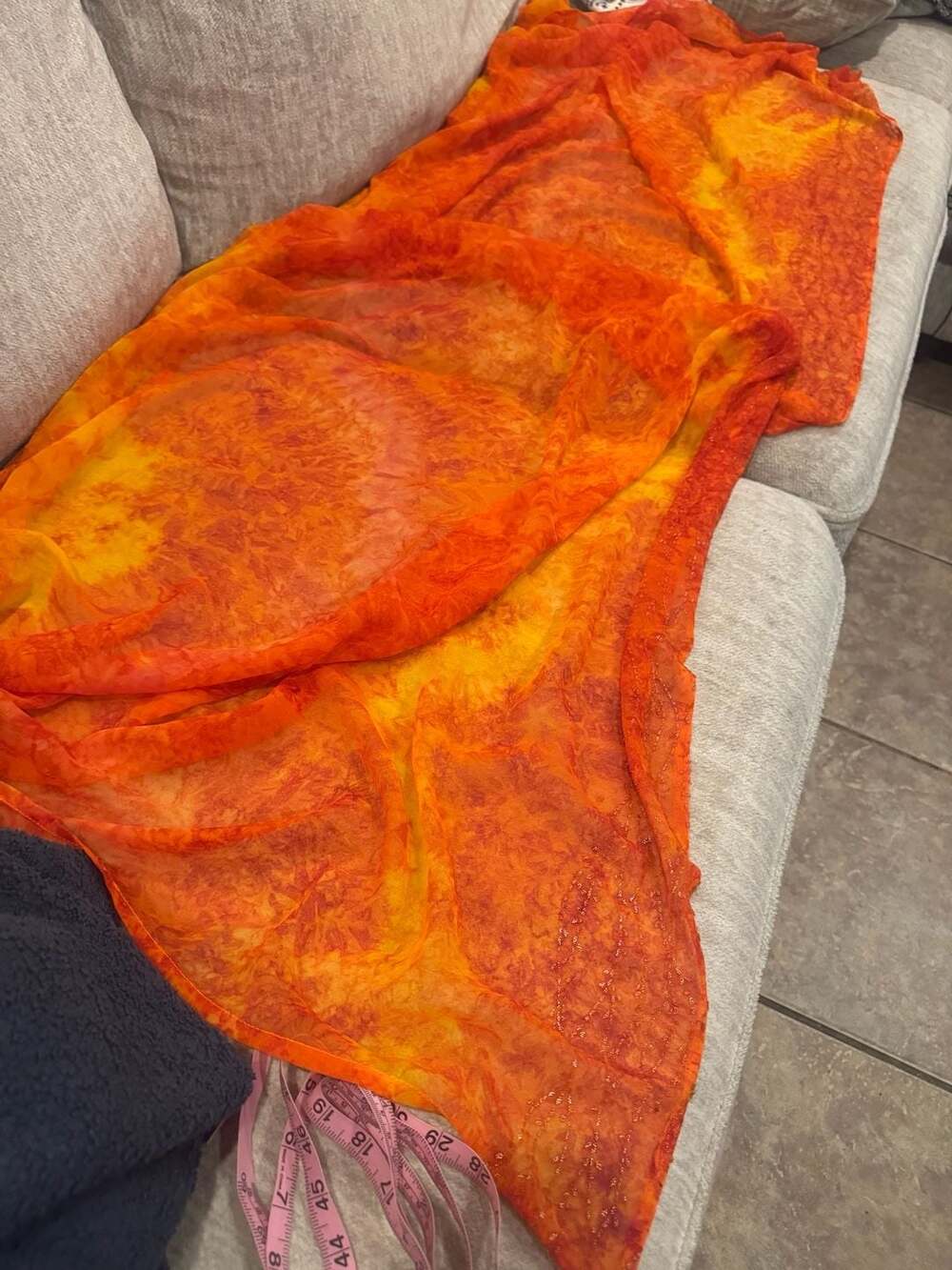 Unbranded Orange Beaded Chiffon Scarf Shawl